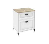 MUEBLES PITARCH Meuble de Salle de Bain 60 cm Large avec Pieds, tiroir à Fermeture Douce, 1 Porte, pour lavabo à superposer, Blanc et chêne Cambrian, Style Vintage, modèle Toscane