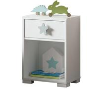 MUEBLES PITARCH Sweet Table de Chevet, Panneaux de Particules et mélamine Haute densité, Multicolore (Blanco Atlas/Estrella Gris), 56 x 40 x 33 cm