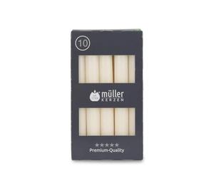 Müller Kerzen - Lot de 10 bougies de table - Durée de combustion : 6 heures - 20 × 175 mm - Sans fumée - Sans parfum - Certifiées RAL