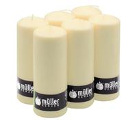 Müller Kerzen - Lot de 6 Bougies Piliers Ivoire - Ø 68 x 180 mm - 60 Heures Longue Durée - Cire Non Parfumées, Ne Coulent Pas, Sans Fumée - Bougie Deco Pour la Maison, Mariage - Qualité RAL