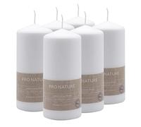 Müller Kerzen Pro Nature Lot de 6 bougies piliers - 7 x 15 cm - Durée de combustion : 32 heures - Cire naturelle - Sans paraffine ni huile de palme - Non parfumées