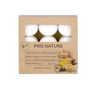 Müller Lot de 9 bougies parfumées Pro Nature avec huile de colza - Gingembre et fleur de citron - 6 heures de combustion - Bougies chauffe-plat en cire naturelle, huiles essentielles