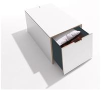 Müller Möbelwerkstätten Coffre à literie 16 Classique & Confort - CPL blanc avec bord en contreplaqué de bouleau - sans roulette - 93 cm