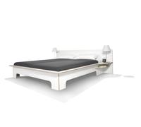 Müller Möbelwerkstätten Lit double Plane - CPL blanc avec bord en contreplaqué de bouleau - sans coffre de lit - 180 x 200