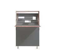 Müller Möbelwerkstätten Secrétaire Flatmate - CPL carbone avec bord en contreplaqué de bouleau - technologie LED avec prise électrique et prise USB