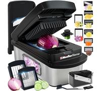 Mueller Pro-Series Hachoir multi-légumes et trancheuse mandoline 10 en 1, 8 lames en acier inoxydable, outils de cuisine et gadgets, hachoir à aliments et légumes, broyeur, découpeur en dés