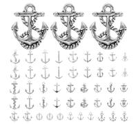MUELODSIC 50pcs Porte-clés Pendentif en Alliage de Zinc Argenté Style Vintage Ancre Nautique, Accessoires pour Bijoux, Fournitures pour Bricolage et Création de Bijoux