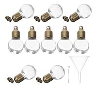 MUELODSIC Lot de 10 Pendentifs Bouteilles en Verre Transparentes 6 MM Bouchon à Vis en Laiton Antique Breloques pour Bijoux Faits Maison Fourniture DIY pour Bracelets Colliers et