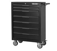 muenfly Servante d'atelier avec 7 tiroirs | Servante à outils à fermeture centrale et roulettes robustes | Caisson à roulettes noir tiroirs à roulement à billes | Armoire à tiroirs pour garage et