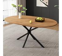 muenfly Table à manger ovale 120 x 80 cm, table de cuisine moderne pour 4 à 6 personnes, avec pieds en métal en croix, table de salle à manger stable, aspect bois naturel, facile d'entretien