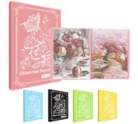 MUFEKUM Album de Peinture Diamant A3 Avec 60 Pochettes Transparentes, Rangement Livre et Accessoires pour Peinture Diamant (Rose)