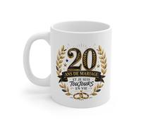Mug 20 Ans de Mariage et Je Suis Toujours en Vie - Tasse Humoristique Anniv