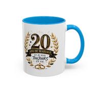 Mug 20 Ans de Mariage et Je Suis Toujours en Vie - Tasse Humoristique Anniv | Size 11oz, Couleur Light Blue
