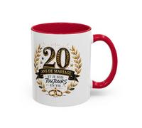 Mug 20 Ans de Mariage et Je Suis Toujours en Vie - Tasse Humoristique Anniv | Size 11oz, Couleur Red