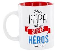 Mug 30 cl en céramique blanc avec message "papa est un super héros" - - ALTOBUY Blanc