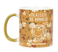 Mug 30 cl motif floral MONSIEUR MADAME série MME BONHEUR jaune