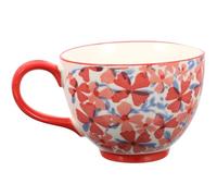 Mug à Café en Céramique 460ml Anse pour Petit-déjeuner | Bord Lisse, Poignée Antidérapante Confortable, Motif Floral Bohème, Adapté à L’eau, au Soda, aux Céréales L’avoine