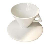 Mug à Café en Porcelaine Blanche Soucoupe, Style Vintage Européen | Anse Pratique, Bord Lisse et Large Ouverture, pour Boissons Chaudes ou Froides, Petit-déjeuner, Présent