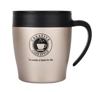 Mug à Café Isolé - OMABETA - Or - Acier Inoxydable - Couvercle Pratique - Cuillère Incluse