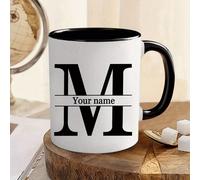 Mug à café personnalisé avec lettre et nom 11 oz, tasse en céramique au design personnalisé, tasse à thé blanche originale pour boissons d'été et d'hiver, cadeau unique d'anniversaire et de fête pour 