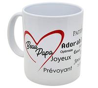 Mug Amour je t'aime beau papa avec coeur et compliments offrir tasse céramique Qualité Idée Cadeau Originale Famille beau père anniversaire noel fete 325ml