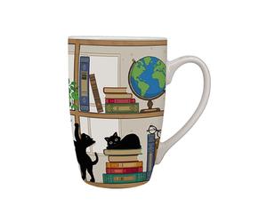 Mug arrondi XL 490ml Boite ouverte Bug Art Chaton Bibliothèque - KIUB