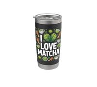 Mug avec fouet et feuille de matcha I Love Gobelet isotherme en acier inoxydable double paroi