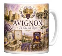 Mug Avignon - La Cité des Papes - Palais des Papes, Pont d'Avignon - Tasse Céramique 330 ml Design Aquarelle - Cadeau Souvenir Vacances Avignon, Provence - Imprimé en France - EveryMug
