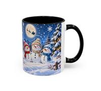 Mug Bonhommes de Neige de Noël - Tasse Hiver avec Sapins Enneigés, Lune et | Size 11oz, Couleur Black