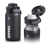 Mug Bouteille Isotherme 500ml ZIPRO - Gourde Inox Double Paroi - Etanche & Sans BPA - Pour Sport Voyage & Bureau - Noir