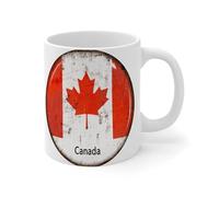 Mug Canada 325 ml - Motif drapeau - Couleur vive - Tasse à café fantaisie - Cadeau d'anniversaire - En céramique - Blanc