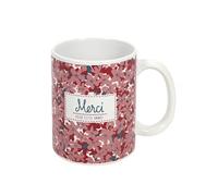 Mug céramique avec fleurs roses et inscription "Merci pour cette année" (30 LTOBUY Blanc