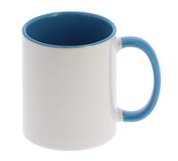 Mug céramique MB TECH 330ml (11oz) Blanc/poignée et intérieur bleu clair - Qualité AAA - Diamètre 82mm