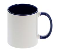 Mug céramique MB TECH 330ml (11oz) Blanc/poignée et intérieur bleu foncé - Qualité AAA - Diamètre 82mm