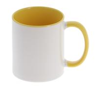 Mug céramique MB TECH 330ml (11oz) Blanc/poignée et intérieur jaune - Qualité AAA - Diamètre 82mm