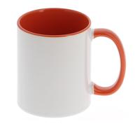 Mug céramique MB TECH 330ml (11oz) Blanc/poignée et intérieur orange - Qualité AAA - Diamètre 82mm