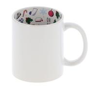 Mug céramique TECHNOTAPE 330ml (11oz) Blanc - Intérieur "Christmas" - Qualité AAA - Diamètre 82mm