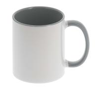 Mug céramique TECHNOTAPE 330ml (11oz) Blanc/poignée et intérieur gris - Qualité AAA - Diamètre 82mm