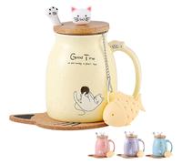 Mug Chat en Céramique Mignon pour Café et Thé 350 ml jaune