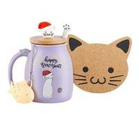 Mug Chat en Céramique Mignon pour Café et Thé 350 ml violet Violet