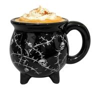Mug chaudron en céramique effrayant chaudron tasses à thé lait whisky bière | Tasse à café en forme de sorcière d'Halloween pour pique-nique, pêche, vacances, feu de camp, randonnée, jeu d'aventure