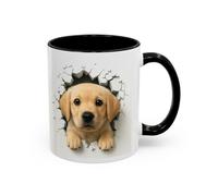 Mug Chiot Labrador Sable Effet Mur Cassé - Tasse Chien 3D Trompe-l’œil - Ca | Size 11oz, Couleur Black