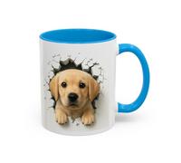 Mug Chiot Labrador Sable Effet Mur Cassé - Tasse Chien 3D Trompe-l’œil - Ca | Size 11oz, Couleur Light Blue