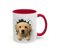 Mug Chiot Labrador Sable Effet Mur Cassé - Tasse Chien 3D Trompe-l’œil - Ca | Size 11oz, Couleur Red