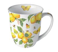Ambiente Mug citrons et papillons jaunes en porcelaine fine 400 ml