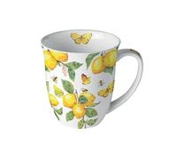 Ambiente Mug citrons et papillons jaunes en porcelaine fine 400 ml