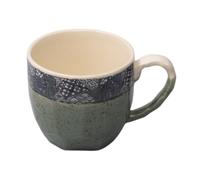 Mug DARK GREEN WITH PATCHWORK BAND 250 ml, vert, céramique, MIJ