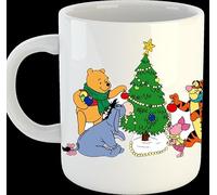 Mug de Noël Winnie l'ourson - Texte rose - 300 ml - Passe au lave-vaisselle et au micro-ondes (céramique)