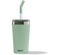 SIGG Gobelet isotherme Helia – 18/8 inox, étanche, sans BPA, paille en verre, brosse, 0,45 L Vert