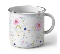 Mug Émaillé - FABULOUS BIJOUX - Vintage - Incassable - Fleurs Rose Bleu - Compatible Lave-Vaisselle